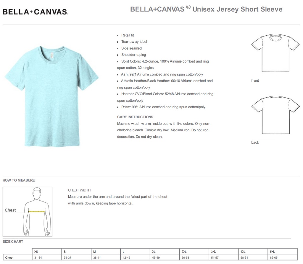 BELLA+CANVAS  Unisex Jersey Short Sleeve Tee