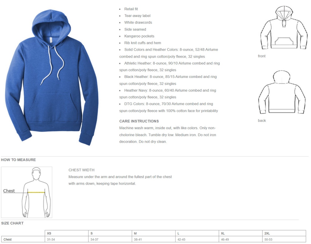 BELLA+CANVAS Unisex Sponge Fleece Pullover Hoodie